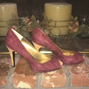 Guess Suede Peep Toe Platform Heel